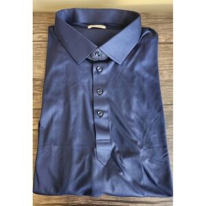 Collars & Co Mens Dress Collar Polo 2XL Relaxed Fit Navy Blue NEW